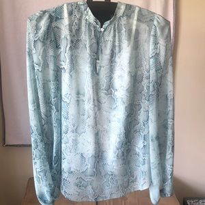 Mint green sheer snakeskin blouse